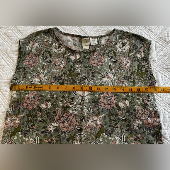 Joie Linen Sleeveless Floral Top Green, Pink & Cream Size Medium - Picture 3 of 4
